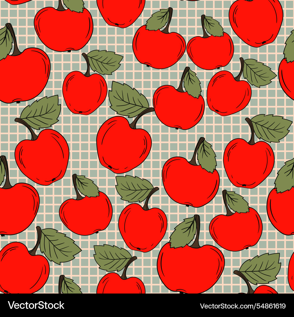Seamless pattern with apple on color background Vector Image
