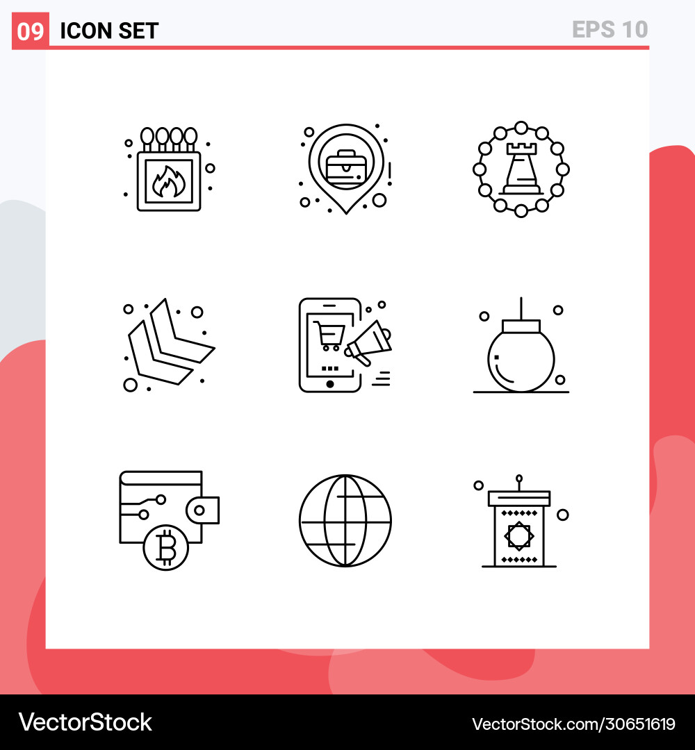 Set 9 outlines on grid for mobile down left Vector Image