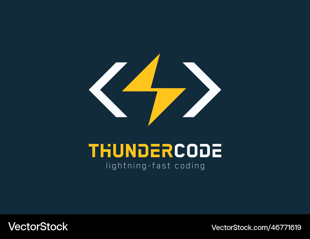 Thunder code logo fast coding logotype idea Thunder code logo fast coding logotype idea vector image