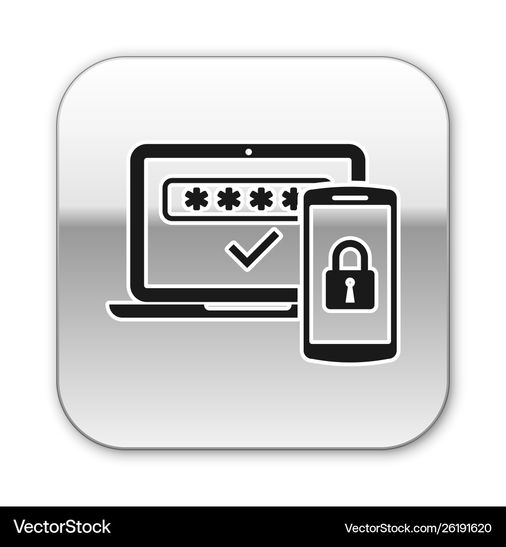 Black multi factor two steps authentication icon Black multi factor two steps authentication icon vector image