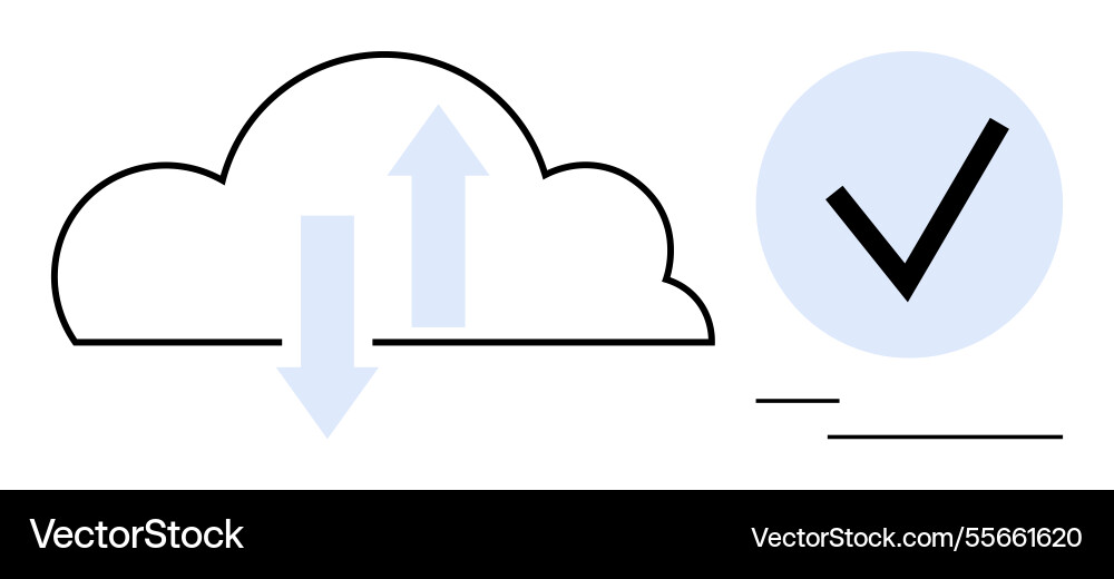 Cloud data exchange with verification symbol Cloud data exchange with verification symbol vector image