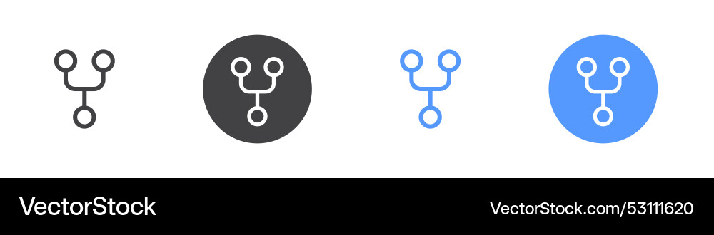Code fork icon flat set in black and white color Code fork icon flat set in black and white color vector image