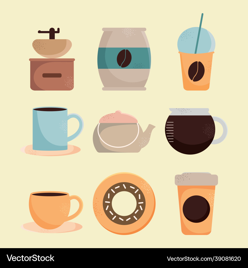 Coffee objects icon set Vector Image