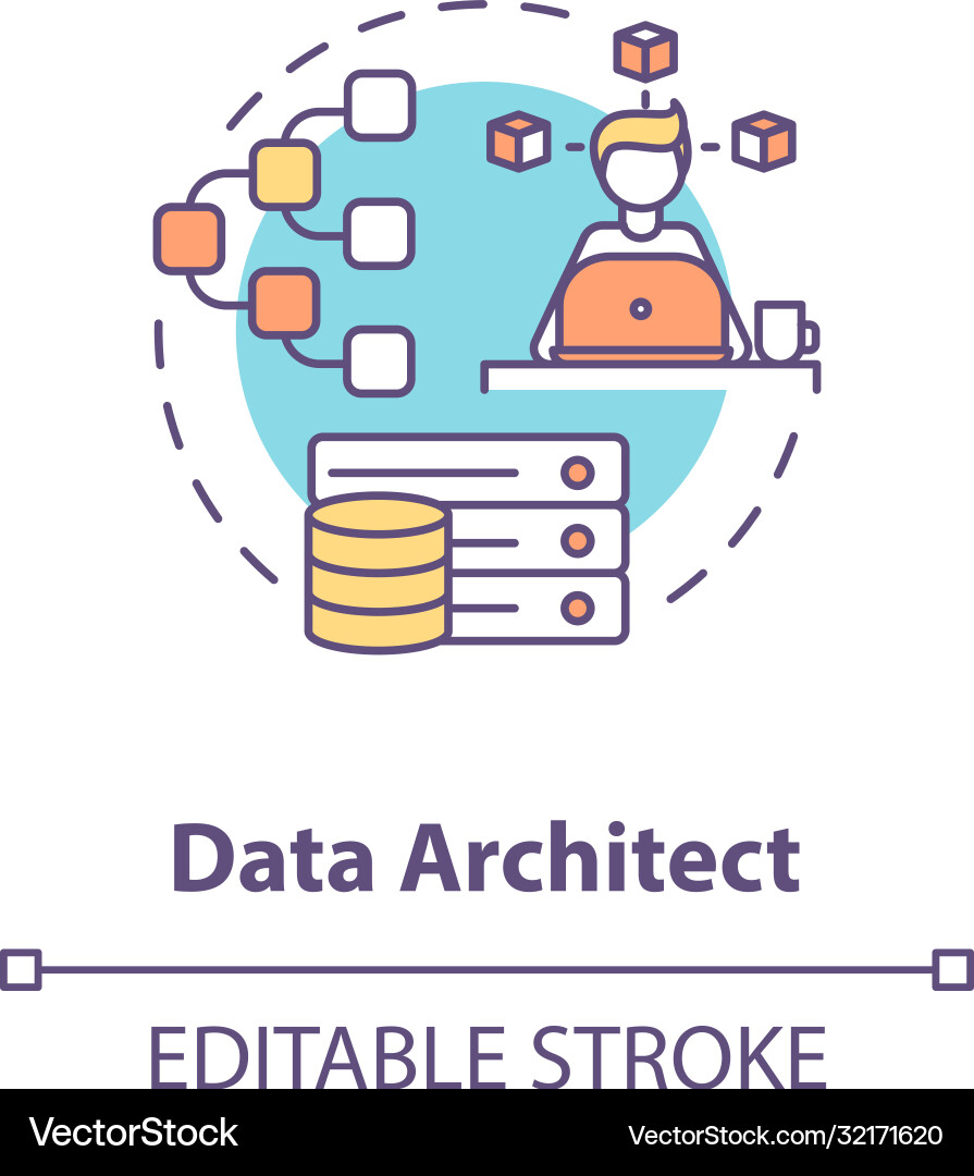 Data architect concept icon Royalty Free Vector Image