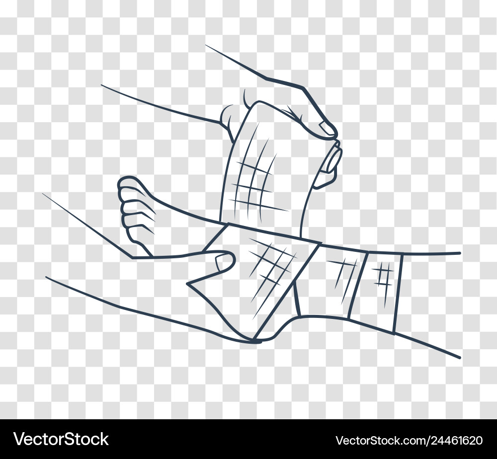 Hand dass die Bandage des Fußsymbols Hand dass die Bandage des Fußsymbols vektorbild