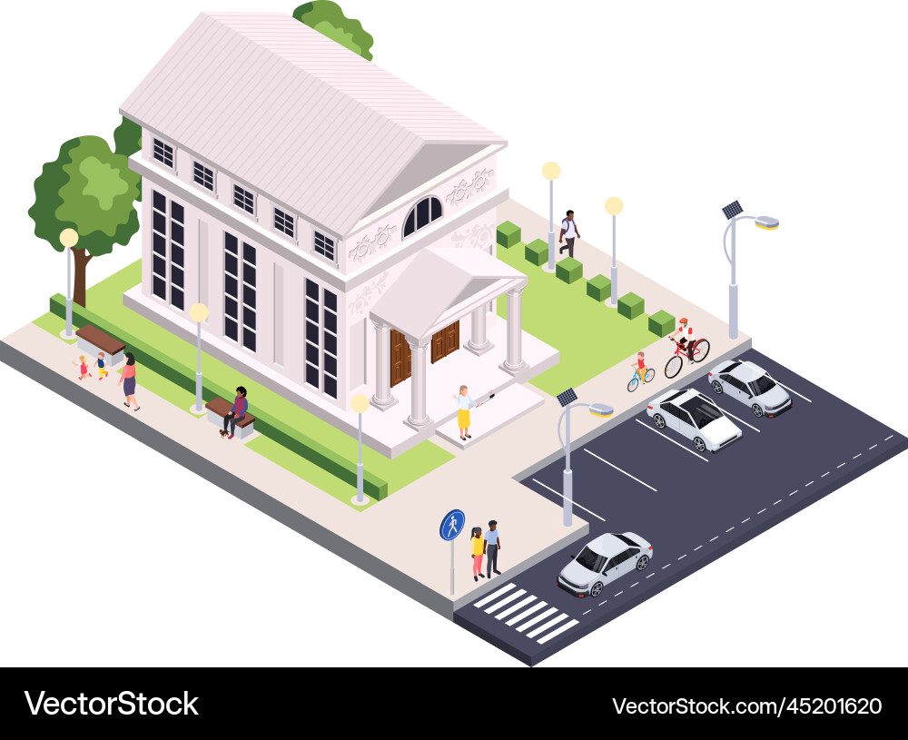 Isometric classic architecture composition Isometric classic architecture composition vector image