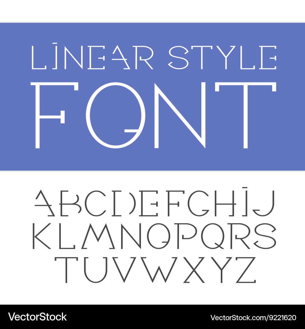 Linear font - simple and minimalistic vector image