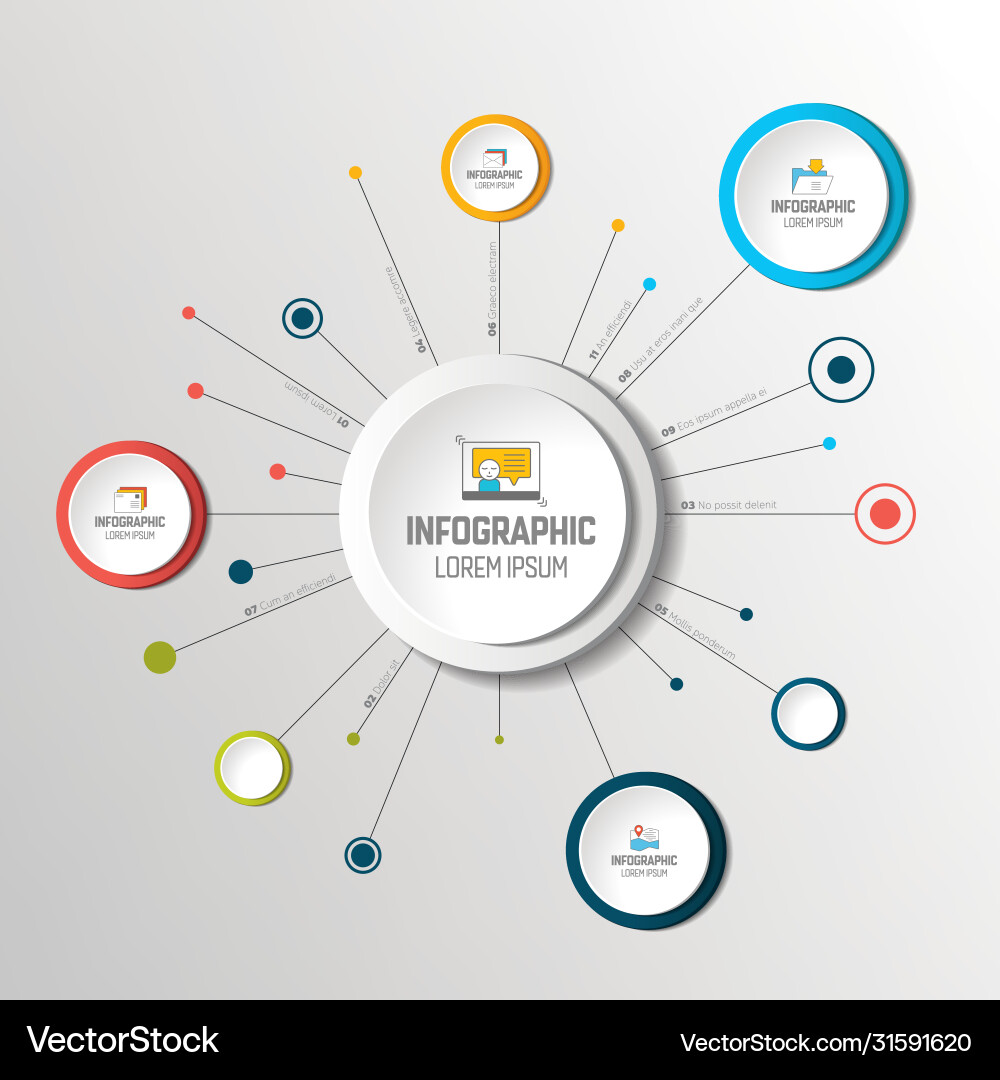 Net molecule structure with circles infographic Net molecule structure with circles infographic vector image