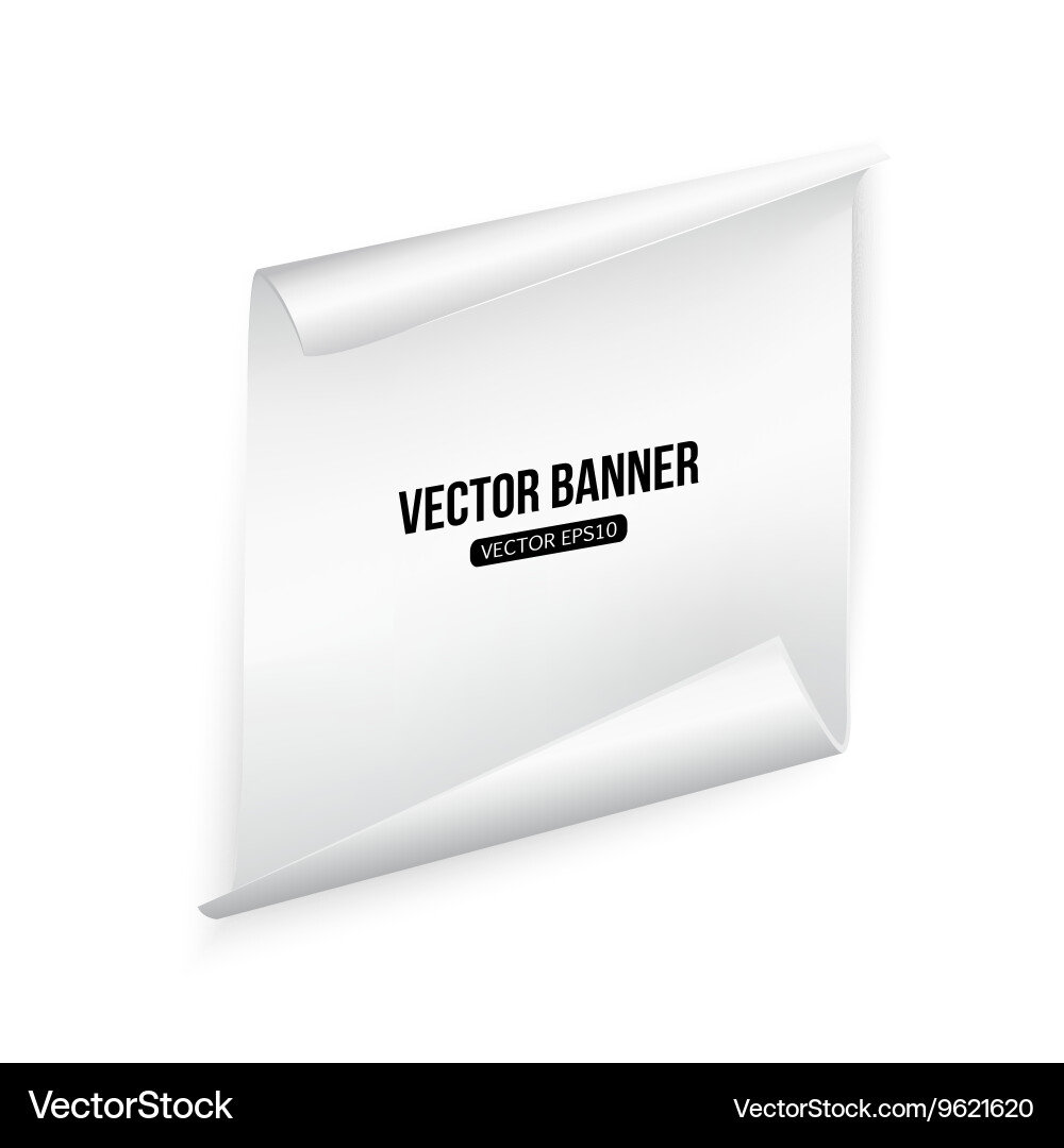 Page curl with shadow on a blank sheet of paper vector image