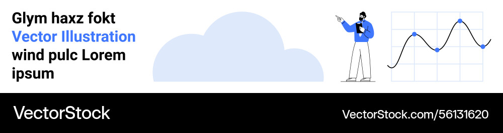 Person analyzing data graph with cloud background Person analyzing data graph with cloud background vector image