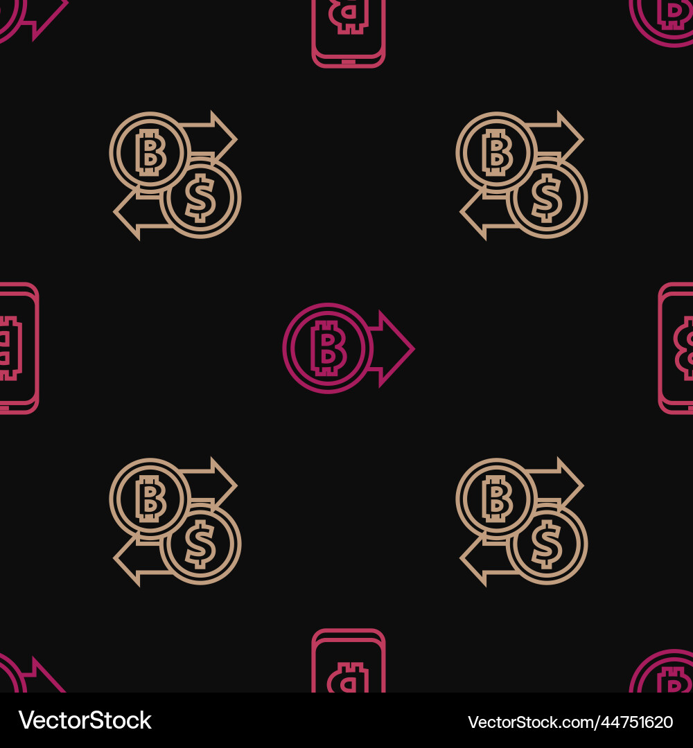 Set line mining bitcoin from mobile Set line mining bitcoin from mobile vector image