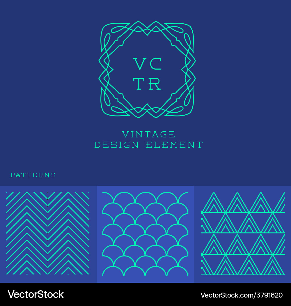 Set of outline emblems and patterns vector image