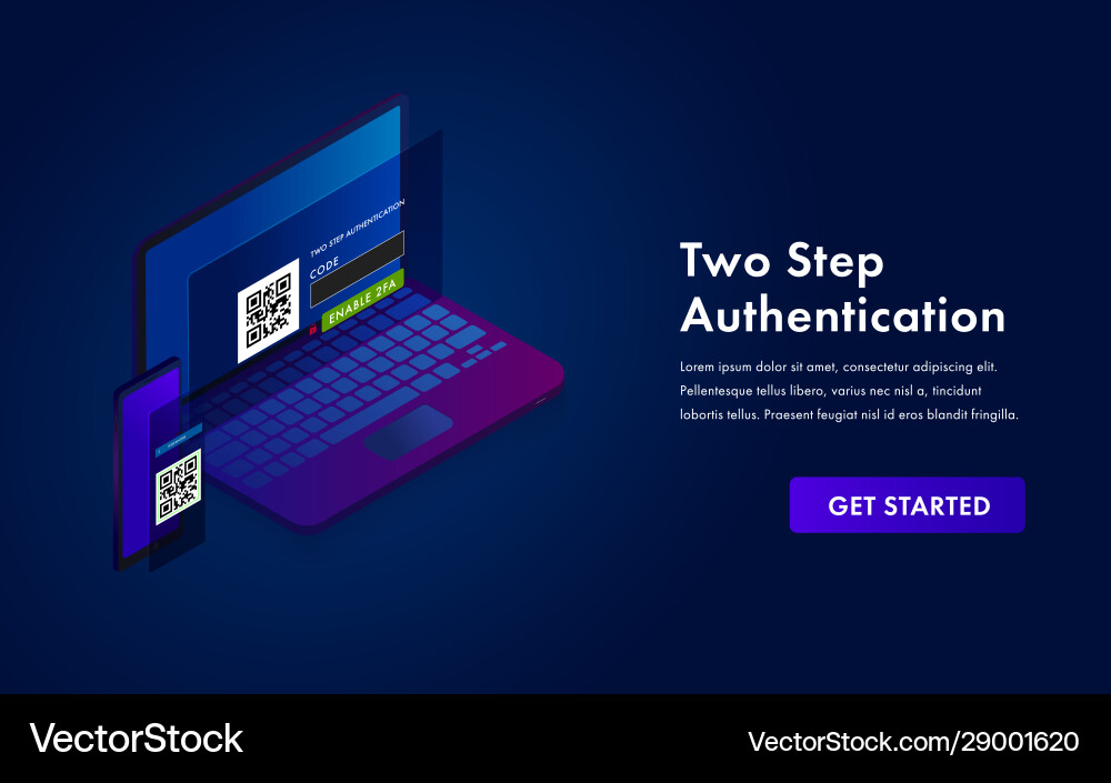Two-Step Authentication Security vector image