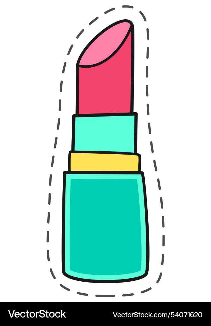 Vibrant turquoise lipstick in playful hand drawn Vibrant turquoise lipstick in playful hand drawn vector image