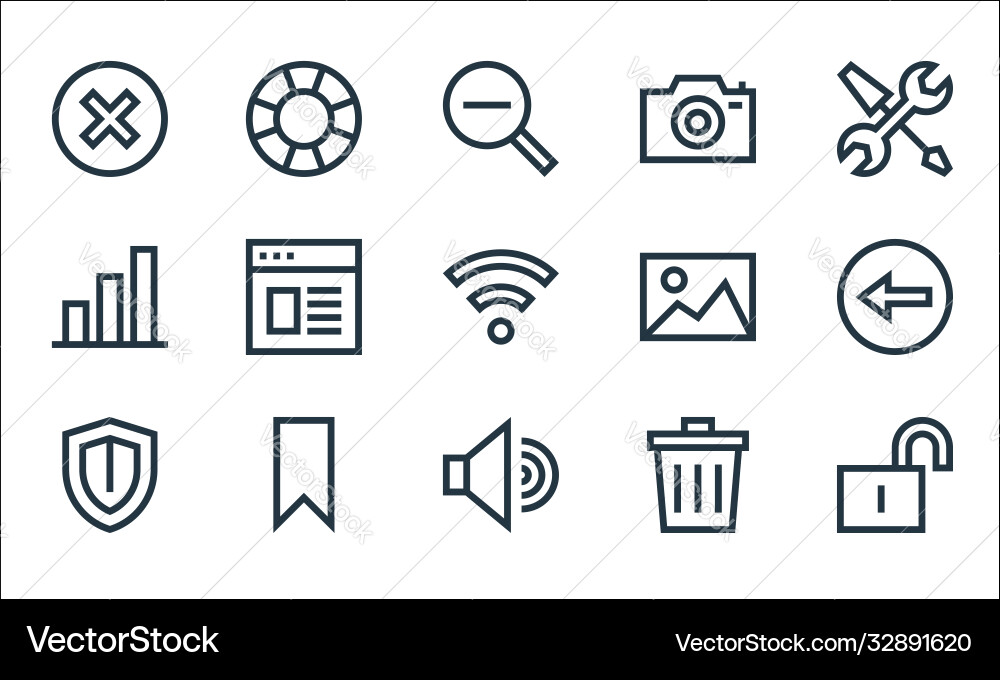 Web essentials line icons linear set quality Web essentials line icons linear set quality vector image