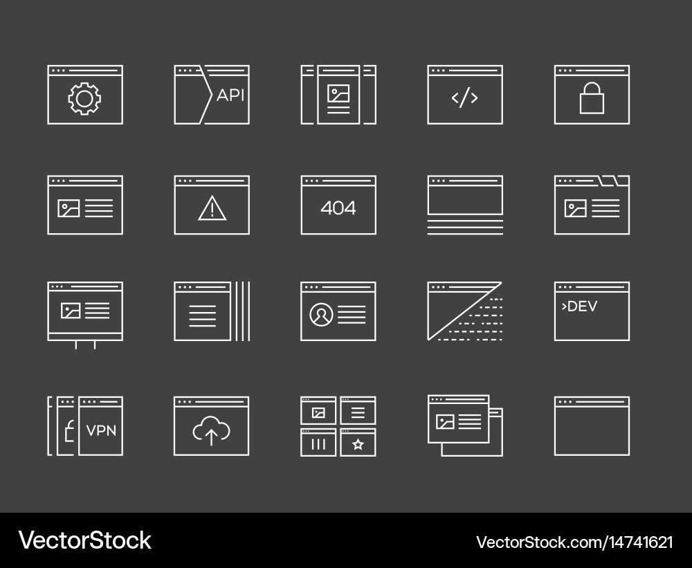 48 Pixel Line Icons - Coding & App vektorbild
