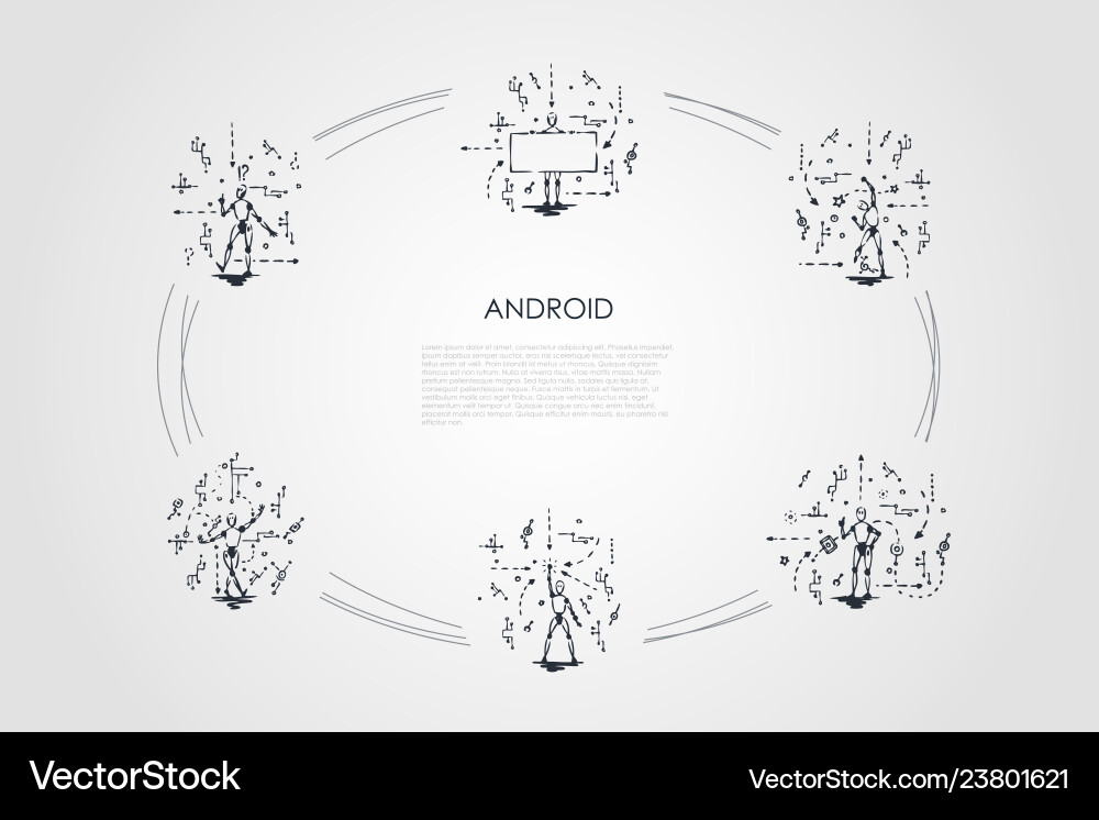 Android - robots with scripts vector image
