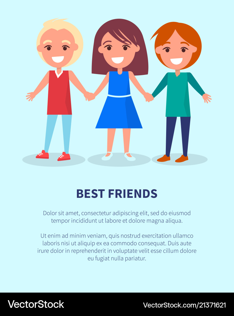 Beste Freunde Jungen Mädchen Plakat von aktiven Kindern Beste Freunde Jungen Mädchen Plakat von aktiven Kindern vektorbild