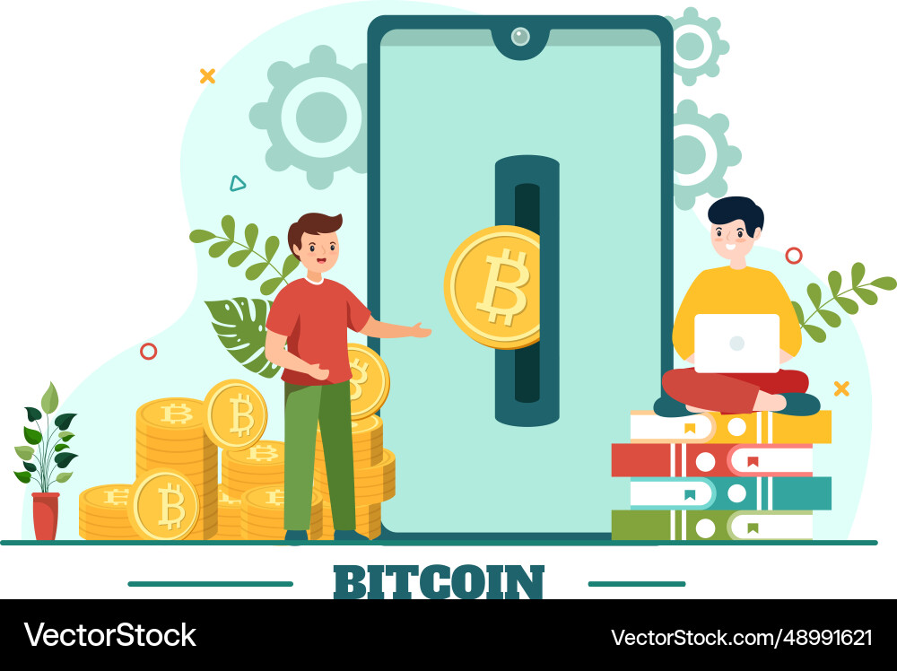 Bitcoin with cryptocurrency coins of blockchain Bitcoin with cryptocurrency coins of blockchain Vector Image