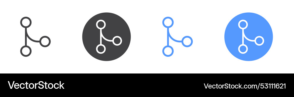Code merge flat set in black and white color vector image