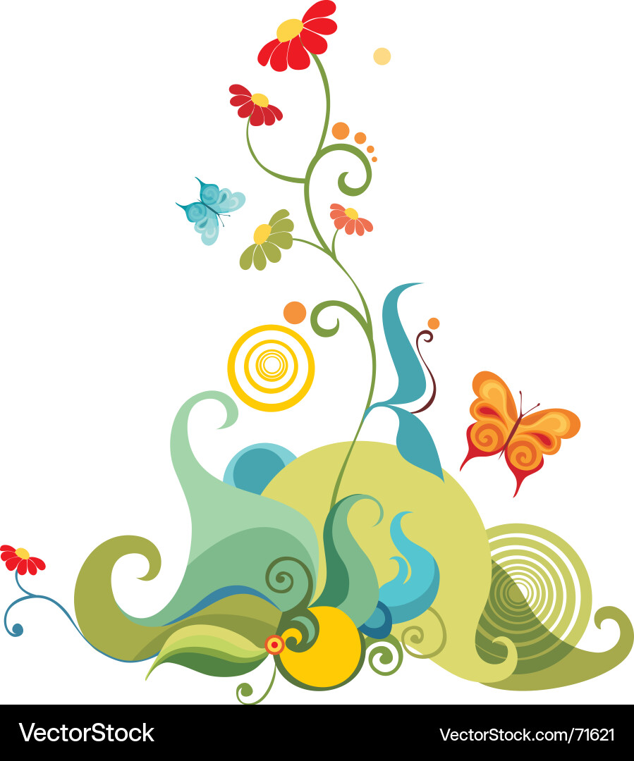 Colorful Floral Swirls Vector Image
