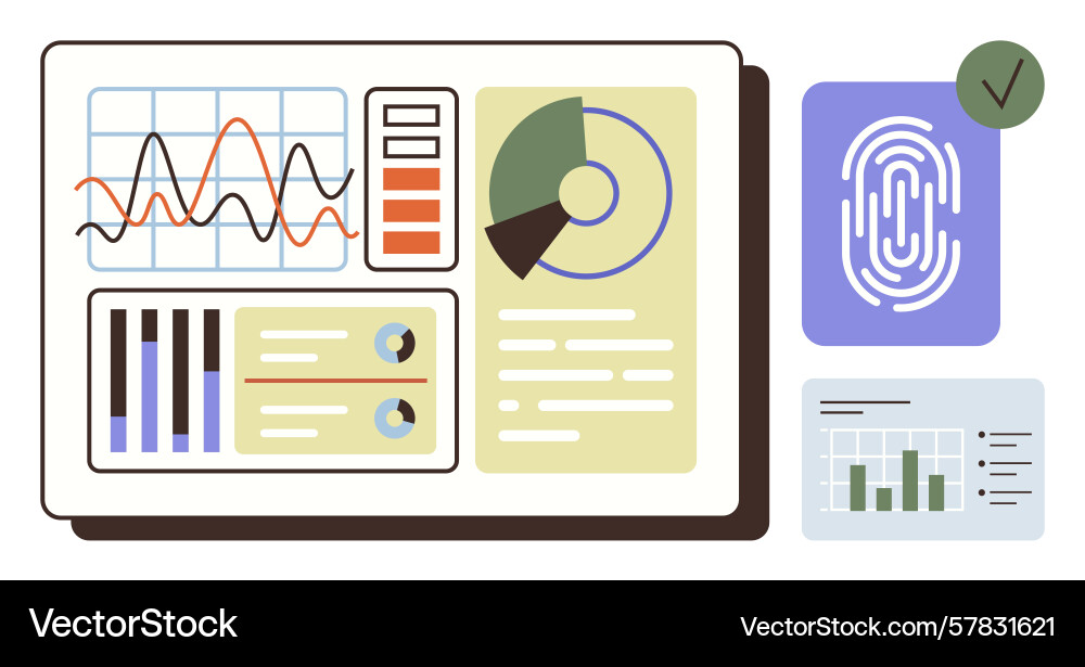 Data analytics dashboard with charts biometrics Data analytics dashboard with charts biometrics vector image