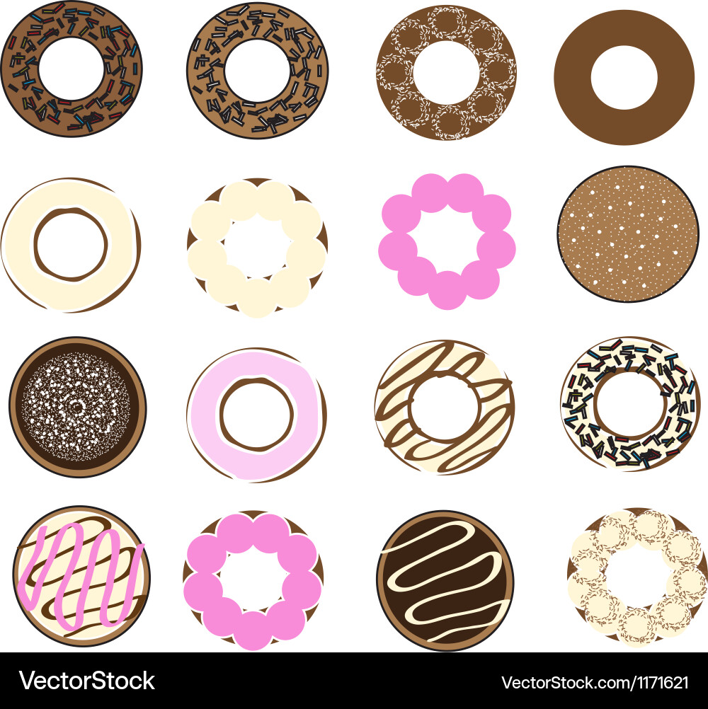 Donuts set Royalty Free Vector Image - VectorStock