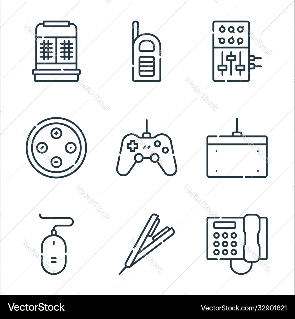 Electronics line icons linear set quality Electronics line icons linear set quality vector image