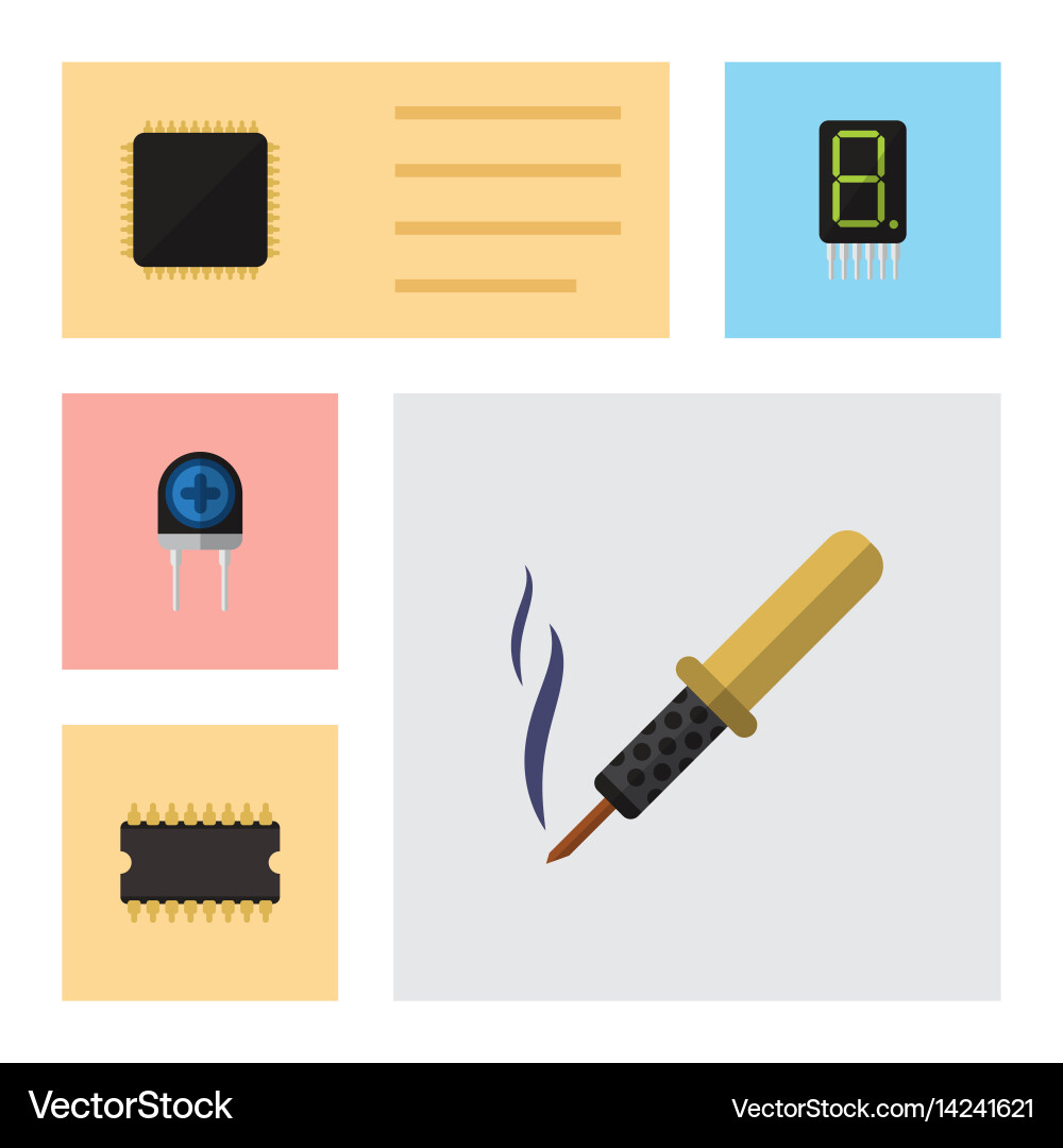 Flat device set of repair transducer cpu vector image