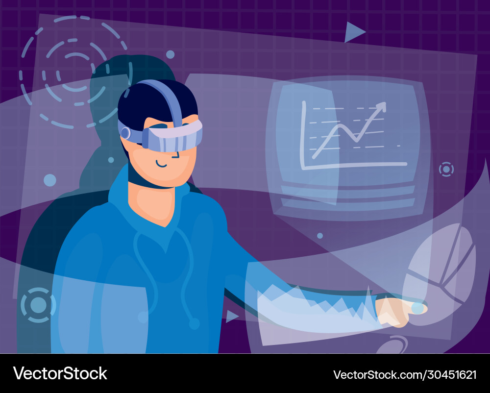 Man using augmented reality technology Vector Image