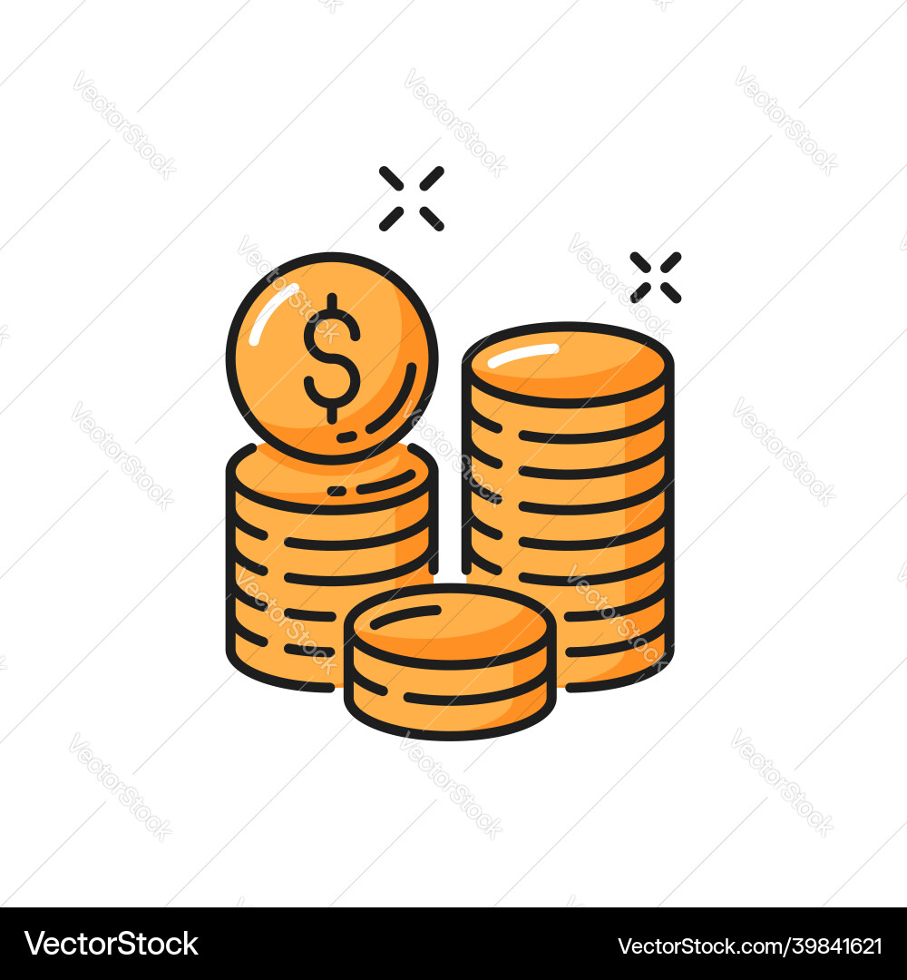 Money coins heap stack isolated thin line icon Money coins heap stack isolated thin line icon vector image