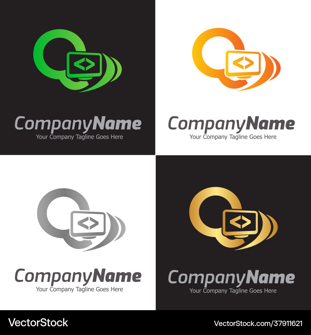 Programmiercode und Computermonitor-Logo vektorbild