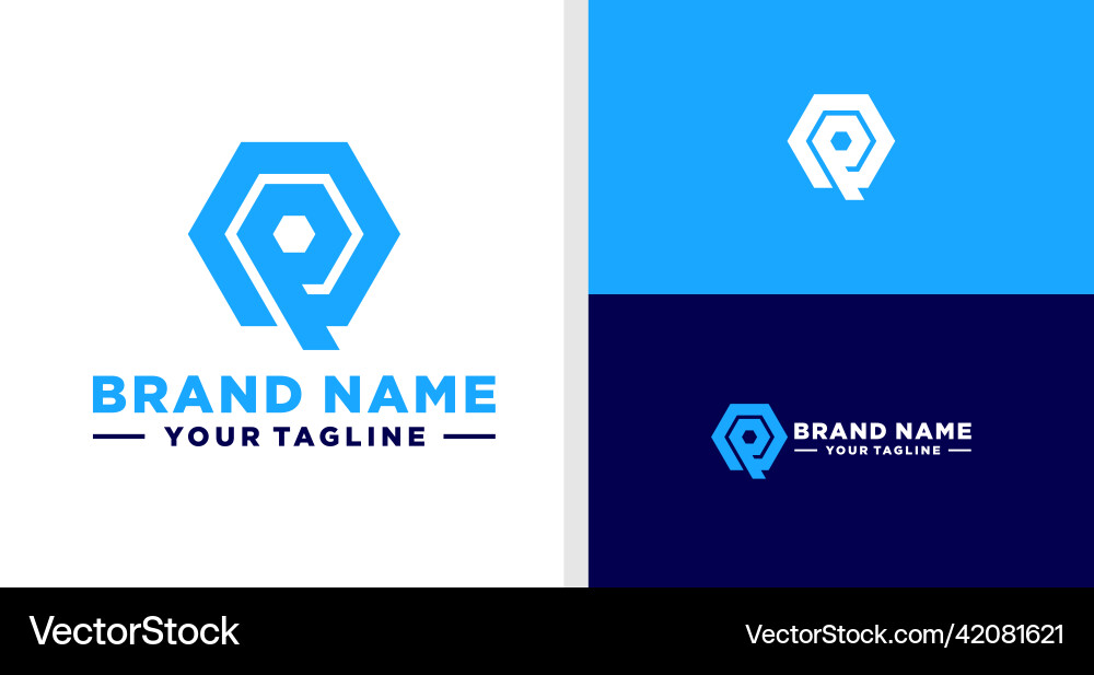 Qp logo monogram hexagonal editable vector image