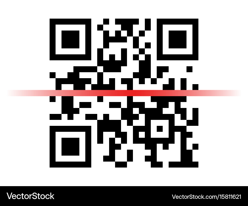 Qr code sample with red laser scanner vector image