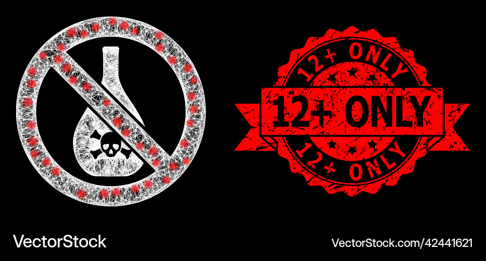 Scratched 12 plus only seal and bright web net Scratched 12 plus only seal and bright web net Vector Image