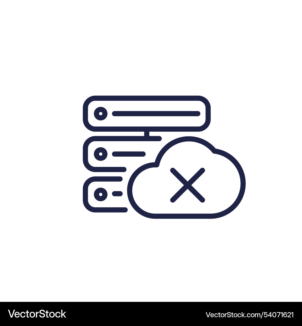 Server offline line icon with a cloud vector image