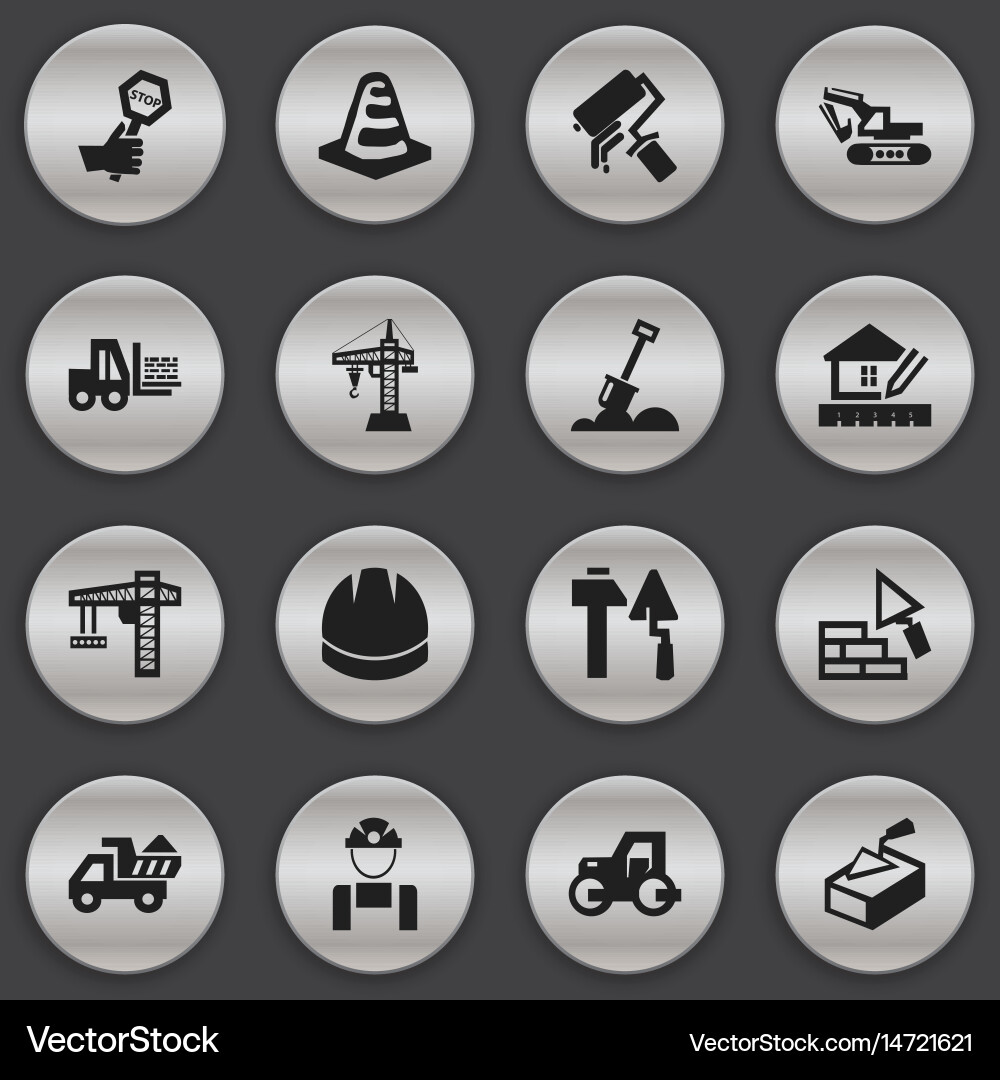 Set of 16 editable building icons includes Vector Image