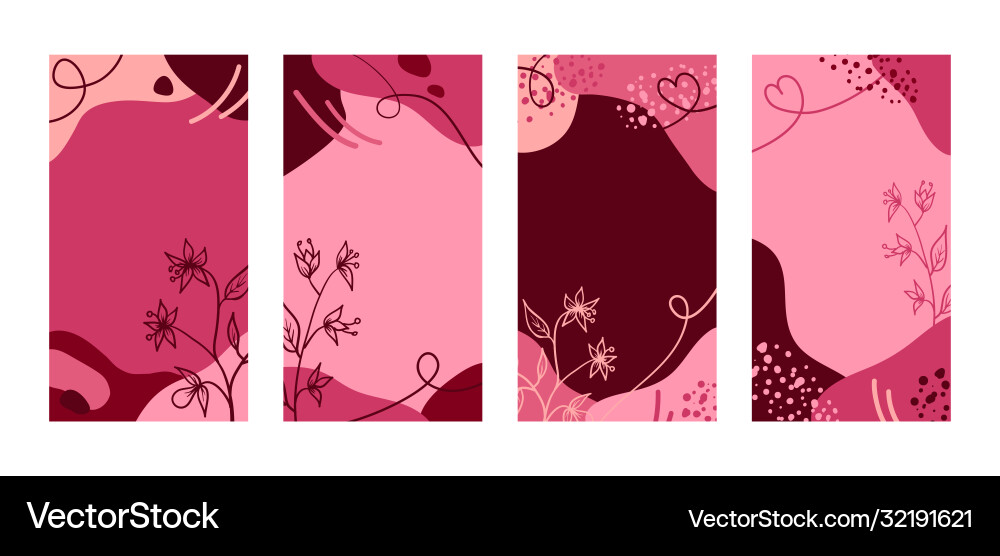Summer pink banners with hand drawn flowers Summer pink banners with hand drawn flowers vector image