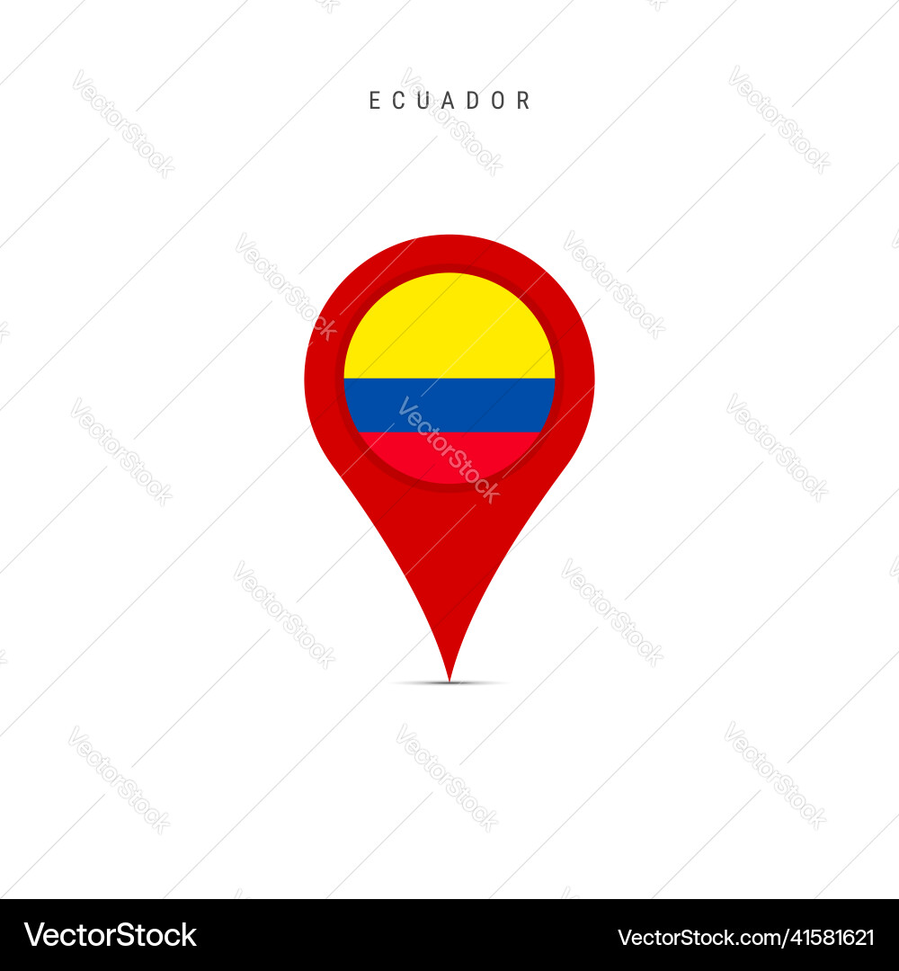 Teardrop map marker with flag of ecuador flat Teardrop map marker with flag of ecuador flat vector image