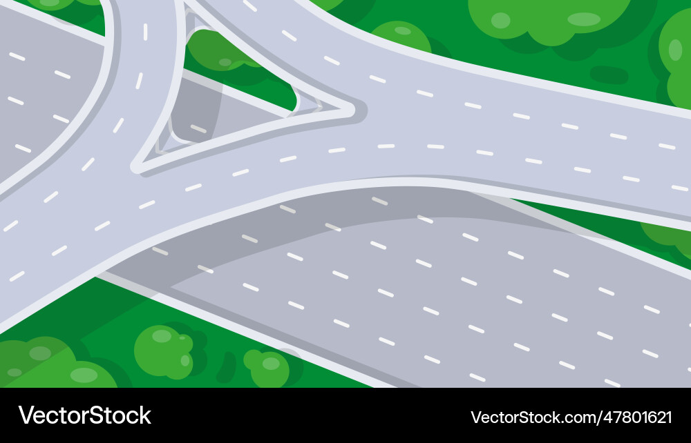 Top view of empty highway junction Top view of empty highway junction vector image