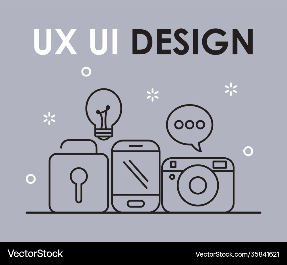 Ux ui design icons line style vector image