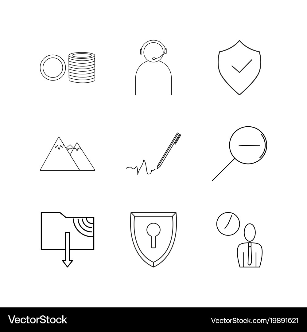 Web linear icon set simple outline icons Vector Image