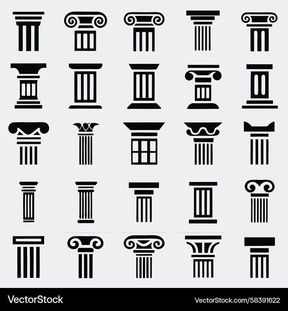 Architectural Column Styles - Doric, Ionic, Corint Vector Image