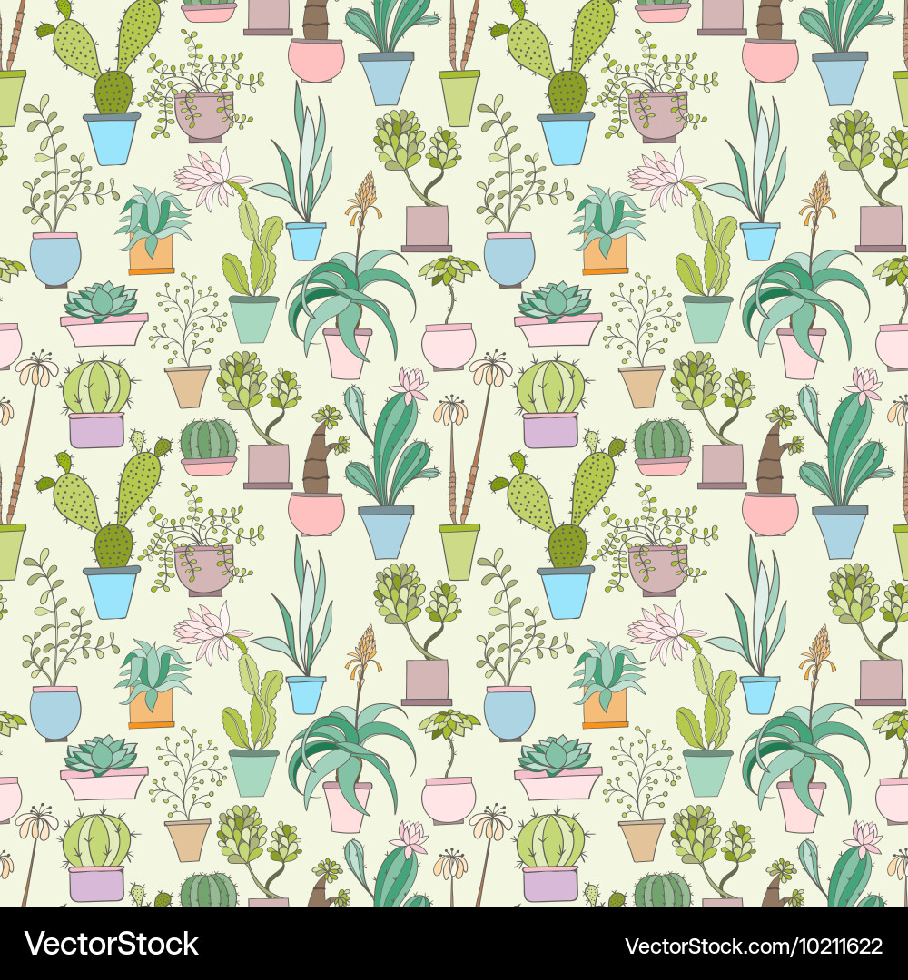 Cactus Seamless Pattern vector image