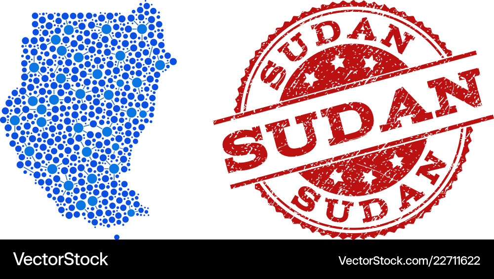 Collage map of sudan with linked circles Vector Image