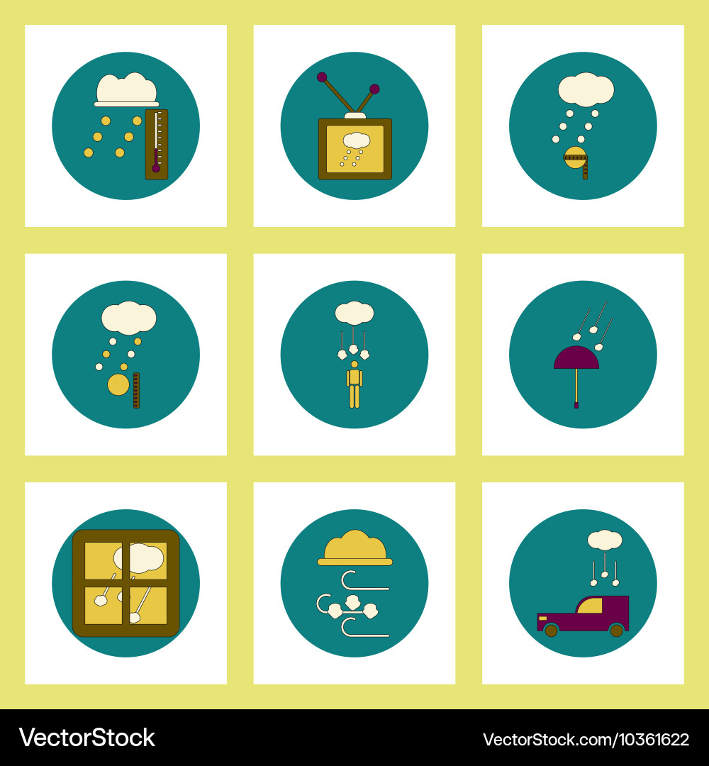 Collection of icons in flat style weather Vector Image