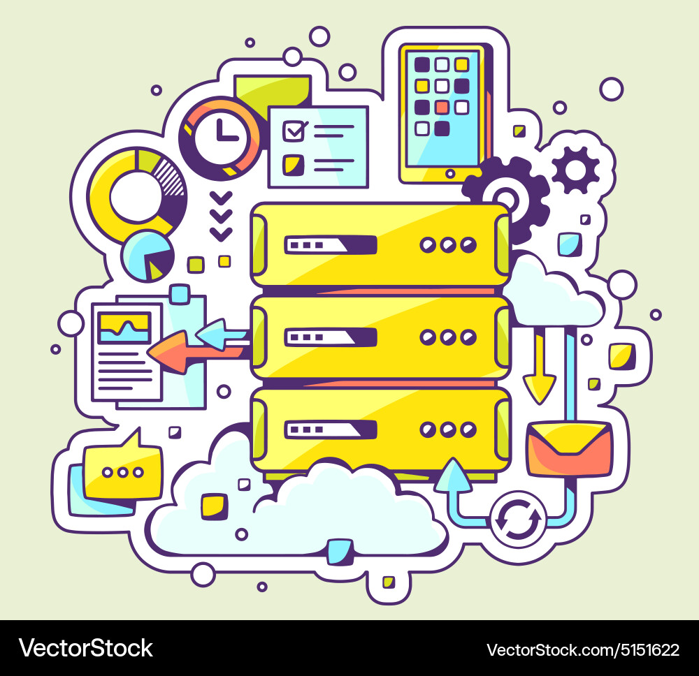 Color of server operation on light background Vector Image