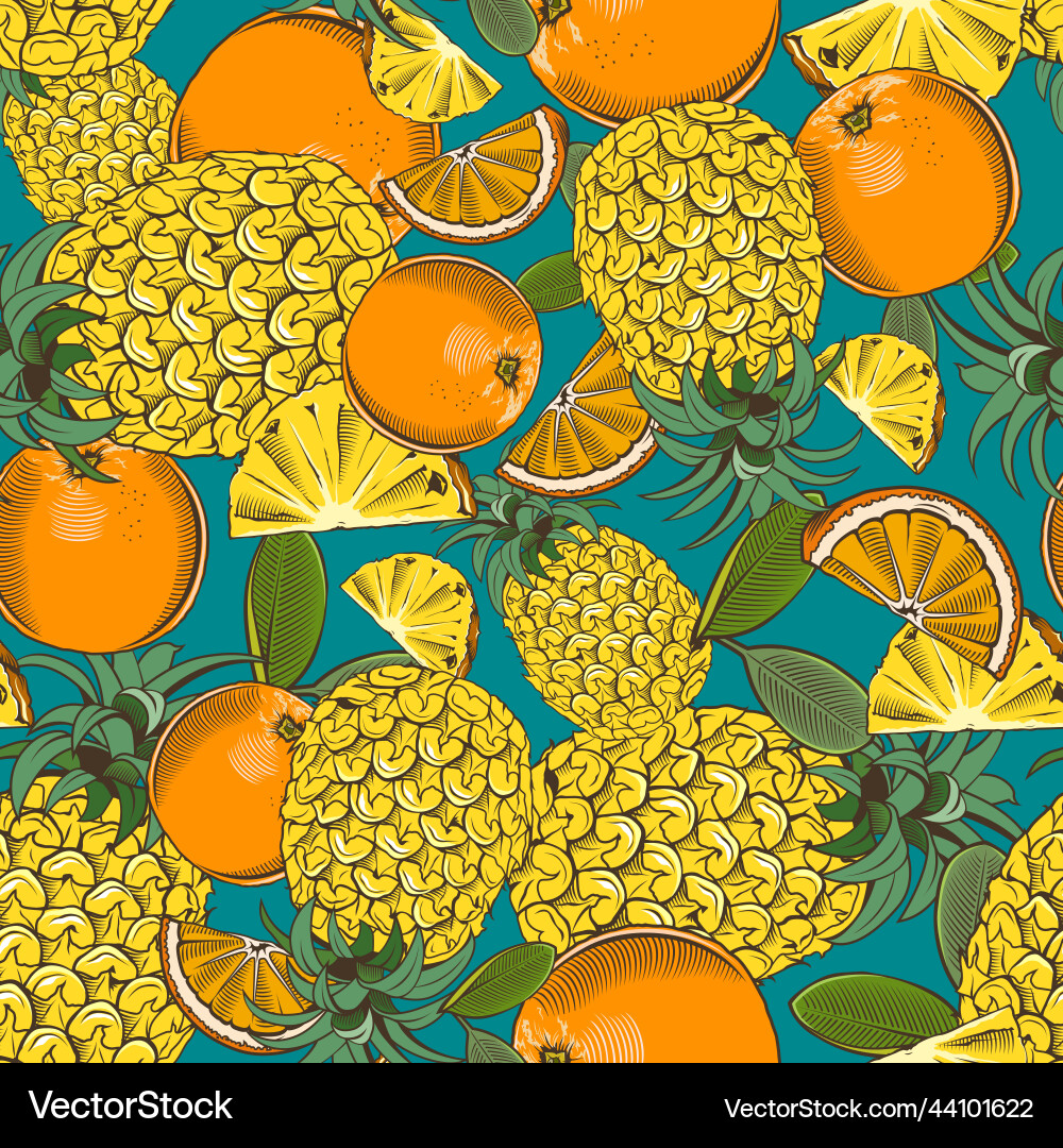 Colored seamless pattern with pineapples Colored seamless pattern with pineapples Vector Image