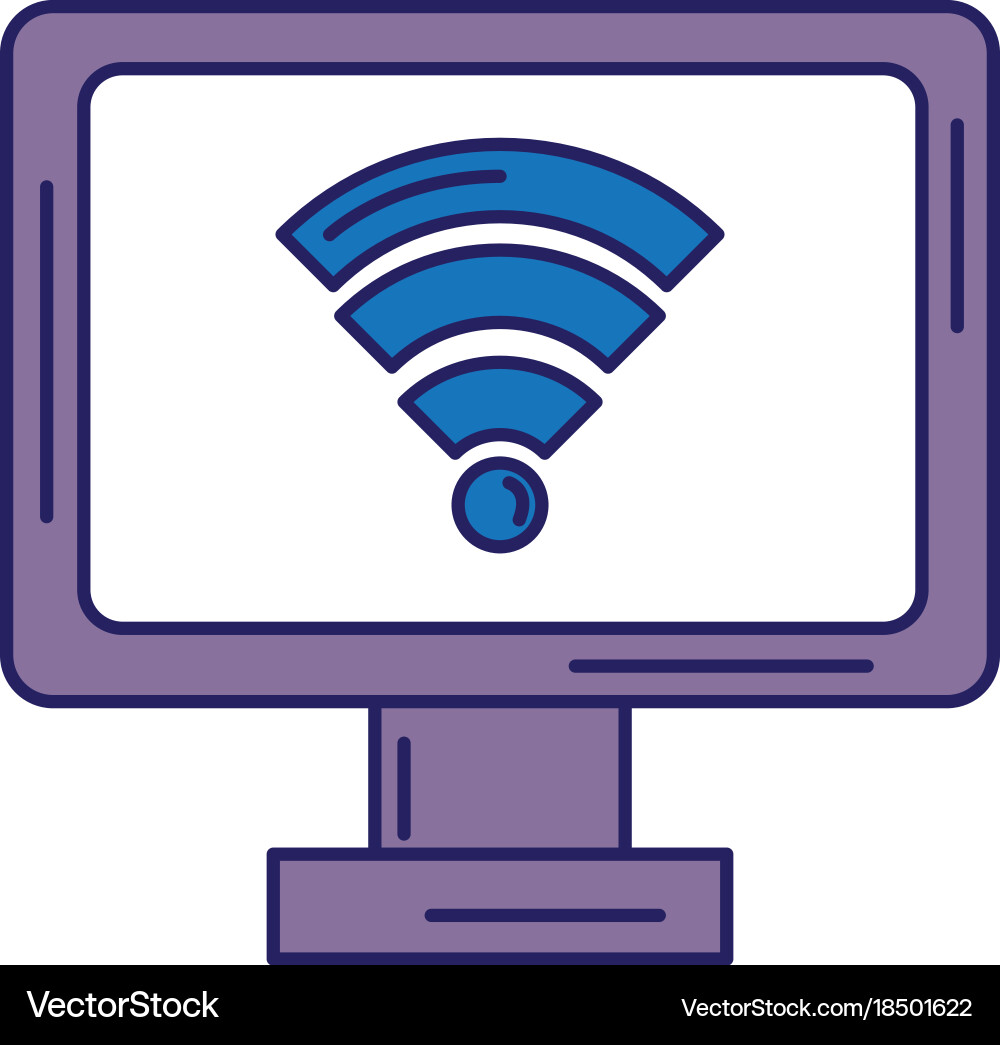 Computer display with wifi signal Vector Image