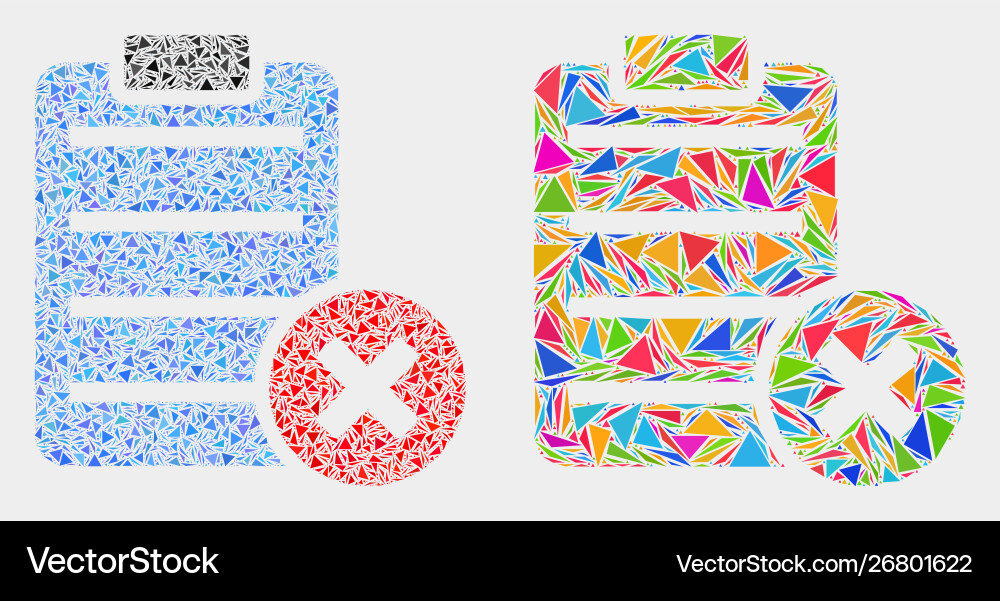 Delete report page mosaic icon triangles Delete report page mosaic icon triangles vector image